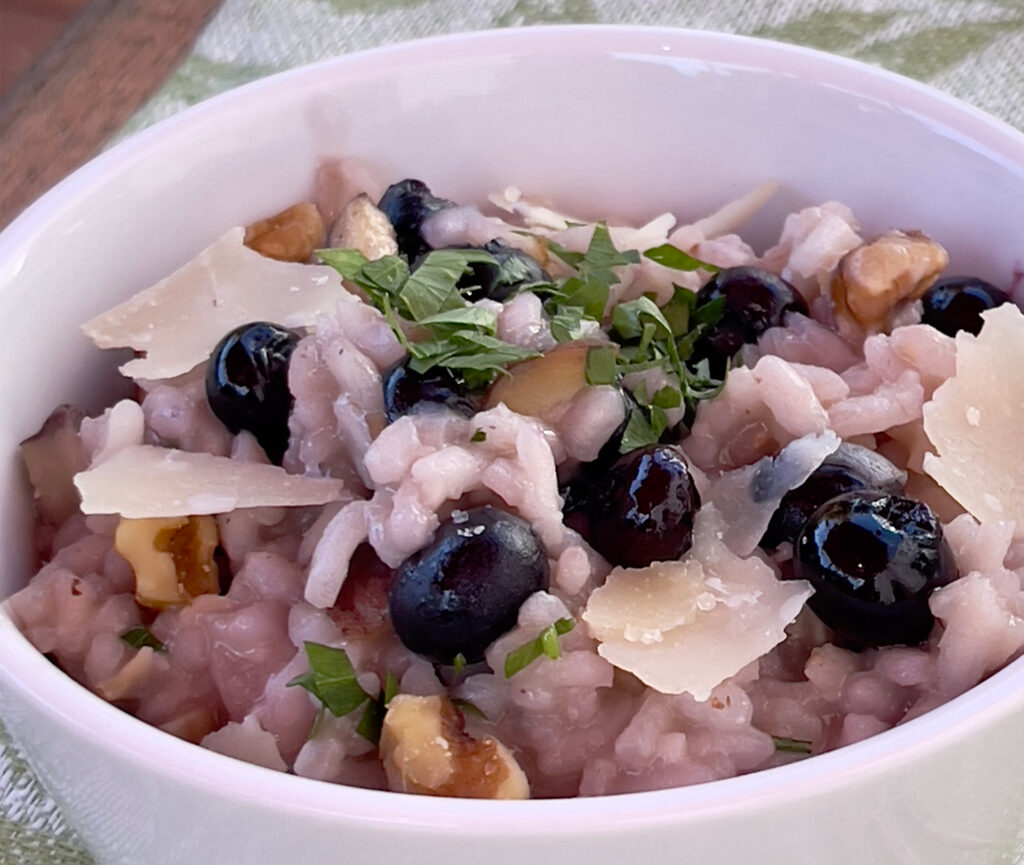 chestnuts and blueberry risotto